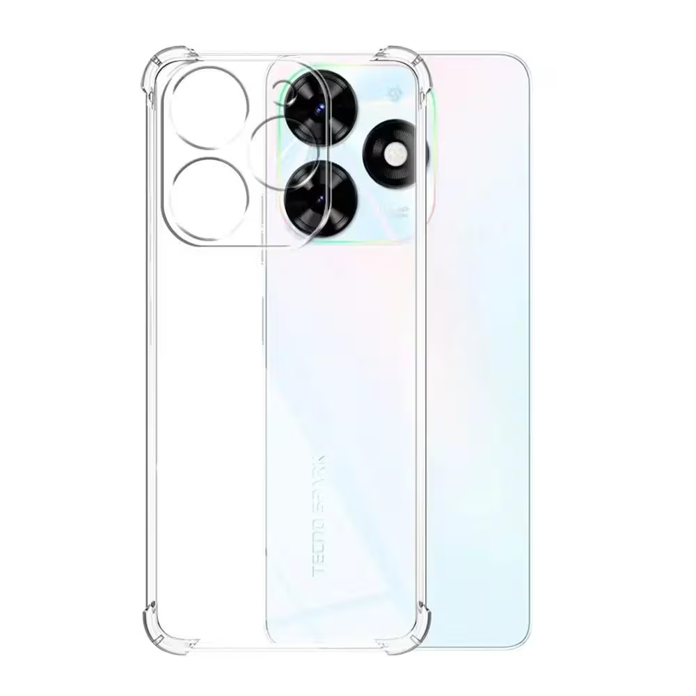 Tecno Phone Case Luxury Electroplated Clear Transparent Cover Shockproof Camera Protection Soft TPU for Tecno Spark 30C/Spark 20/Camon 20 Spark 40C Spark GO1