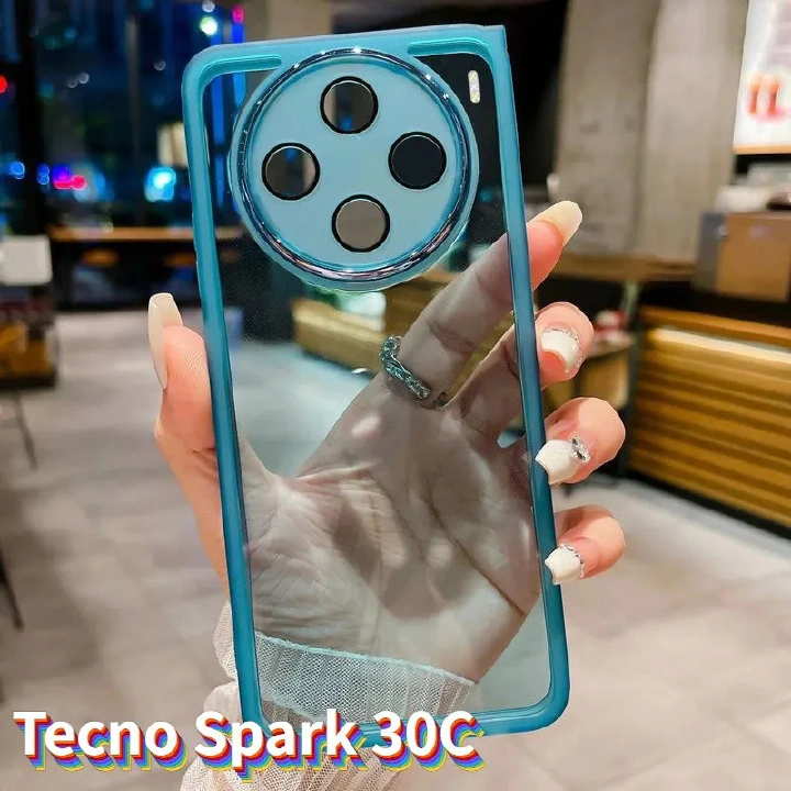 Tecno Phone Case Luxury Electroplated Clear Transparent Cover Shockproof Camera Protection Soft TPU for Tecno Spark 30C/Spark 20/Camon 20 Spark 40C Spark GO1