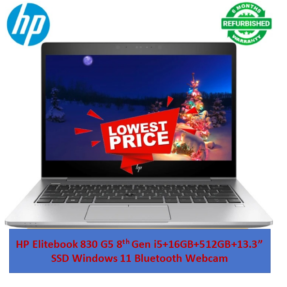 Refurbished HP Elitebook 830 G5 8th Gen i5+16GB+512GB+13.3"  Windows 11 Laptop Notebook Bluetooth Webcam Student Professional HP Laptop