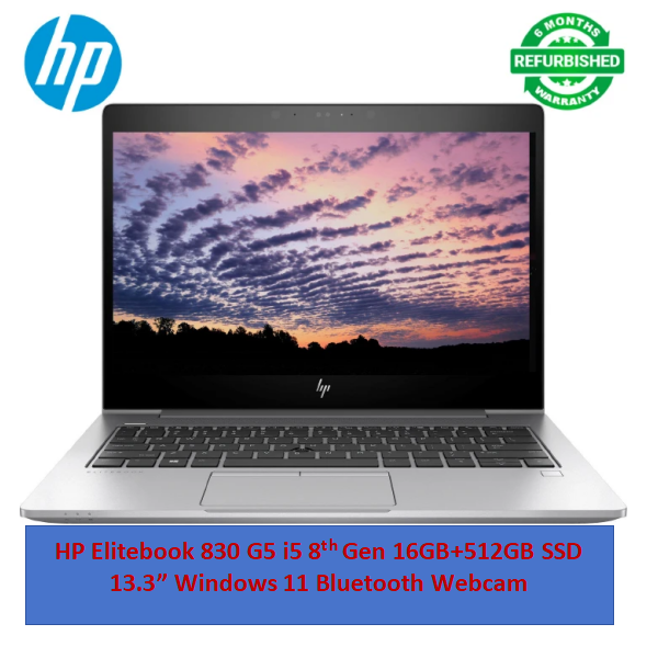 Refurbished HP Elitebook 830 G5 8th Gen i5+16GB+512GB+13.3"  Windows 11 Laptop Notebook Bluetooth Webcam Student Professional HP Laptop