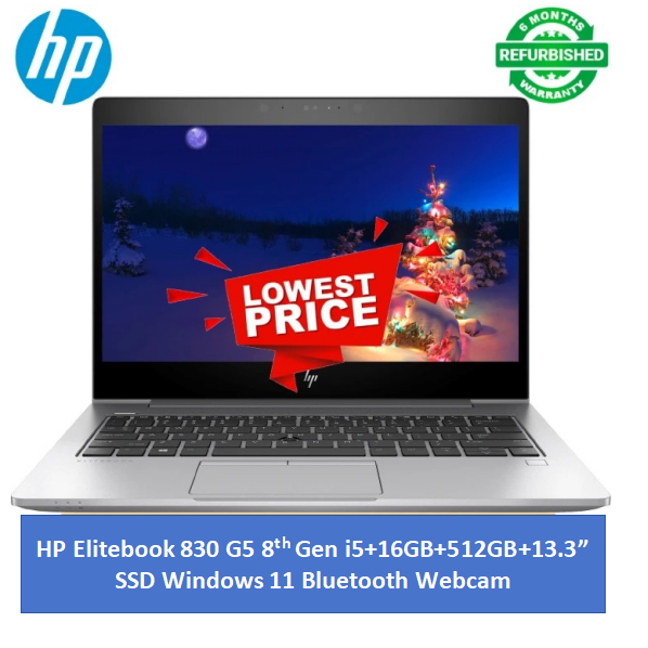 Refurbished HP Elitebook 830 G5 8th Gen i5+16GB+512GB+13.3"  Windows 11 Laptop Notebook Bluetooth Webcam Student Professional HP Laptop