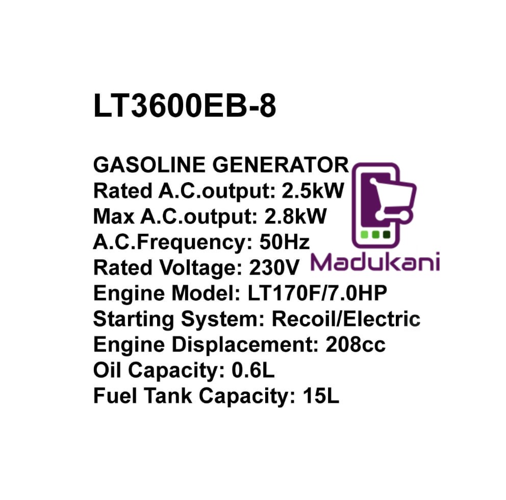 LT3600EB-8 2.8KW LOW NOISE Petrol Generator with AVR