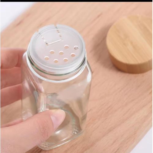 Top Quality!! Glass Spice Jars With A Bamboo Lid pantry kitchen Organizer Set Seasoning Jars Kit with air tight Lids, Complete Kitchen Spice Storage System Jars for Spice Rack, Cabinet or Drawer