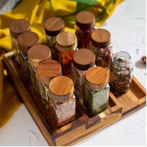 Top Quality!! Glass Spice Jars With A Bamboo Lid pantry kitchen Organizer Set Seasoning Jars Kit with air tight Lids, Complete Kitchen Spice Storage System Jars for Spice Rack, Cabinet or Drawer