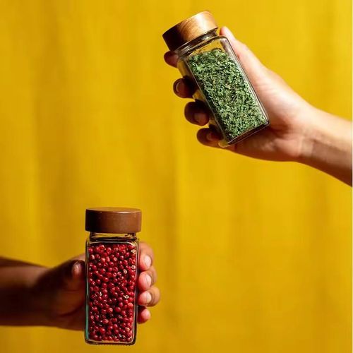 Top Quality!! Glass Spice Jars With A Bamboo Lid pantry kitchen Organizer Set Seasoning Jars Kit with air tight Lids, Complete Kitchen Spice Storage System Jars for Spice Rack, Cabinet or Drawer
