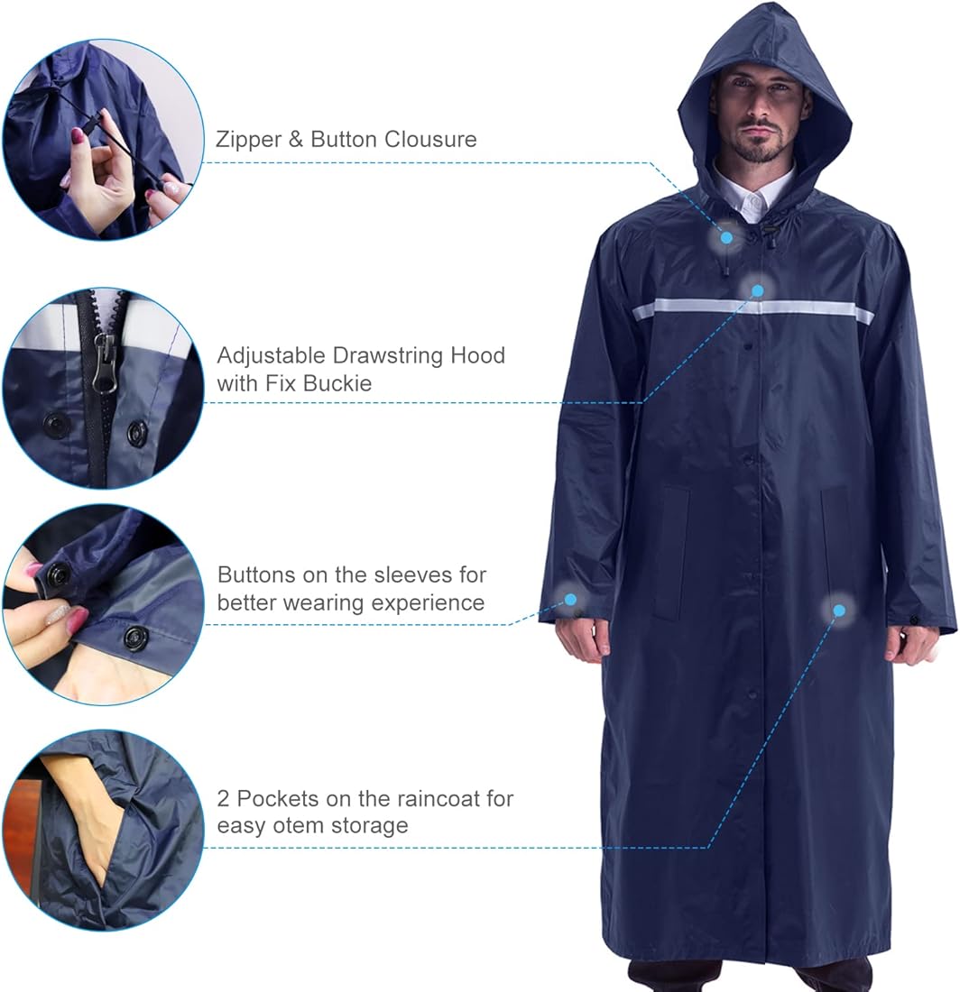 Heavy Duty High Quality Waterproof Portable Raincoat with Hood – Durable Rain Jacket for Men & Women, Available in XL, 2XL & 3XL Sizes for Outdoor Protection
