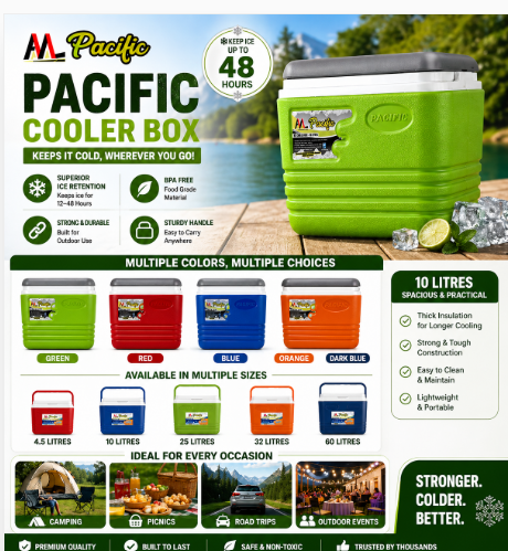Pacific Double insulated ice cooler box pacific ice cooler insulated Ice Cooler Box Chiller with carrying handle For Ice / Medicine / Ice Pop Picnic Travel Hiking