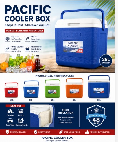 Pacific Double insulated ice cooler box pacific ice cooler insulated Ice Cooler Box Chiller with carrying handle For Ice / Medicine / Ice Pop Picnic Travel Hiking