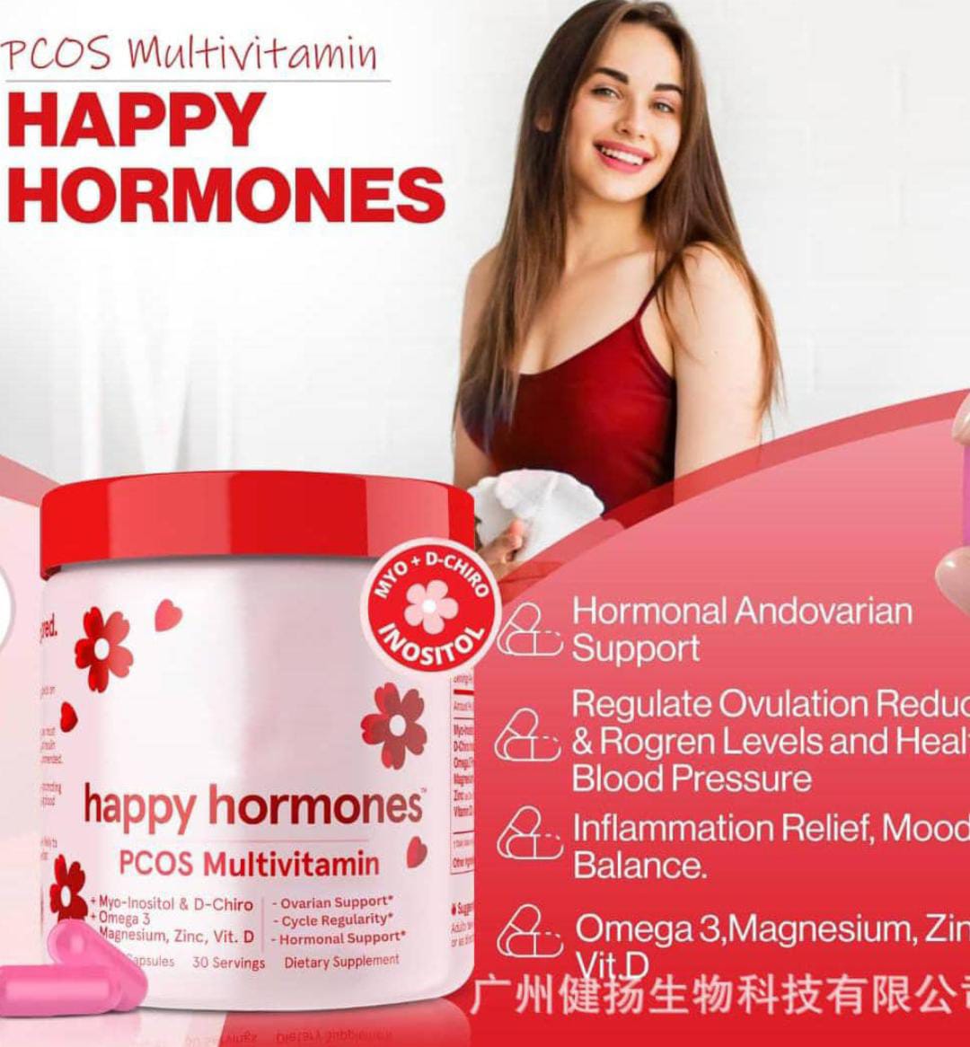 Happy Hormones PCOS Multivitamin, Hormonal Balance for Women, Myo-inositol and D-Chiro Inositol 40:1 Blend + Omega 3 + Vitamin D3 + Magnesium + Zinc - Hormonal Balance (120 capsules)
