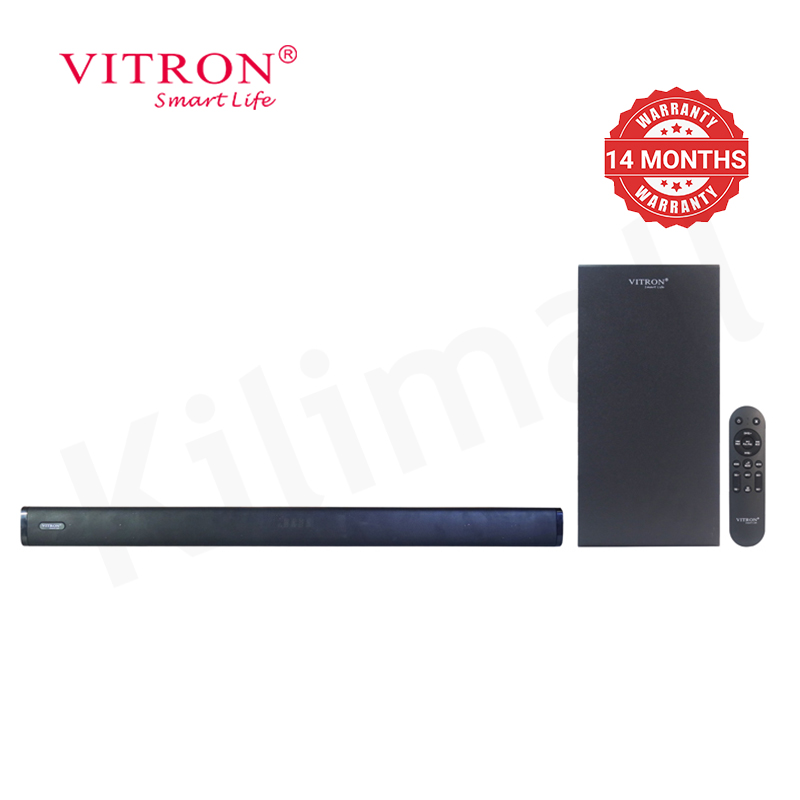 Vitron 2.1CH 17000W PMPO Dolby Sound Bar System with 6.5″ Subwoofer 90W+40W×2 RMS AUX USB Bluetooth Wired for Home Theater V66SBD