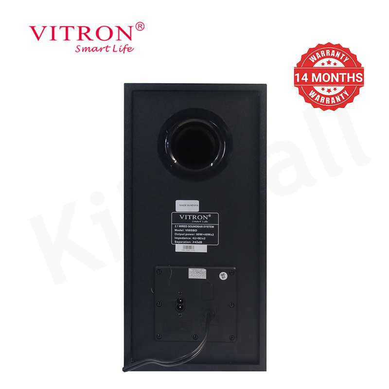 Vitron 2.1CH 17000W PMPO Dolby Sound Bar System with 6.5″ Subwoofer 90W+40W×2 RMS AUX USB Bluetooth Wired for Home Theater V66SBD