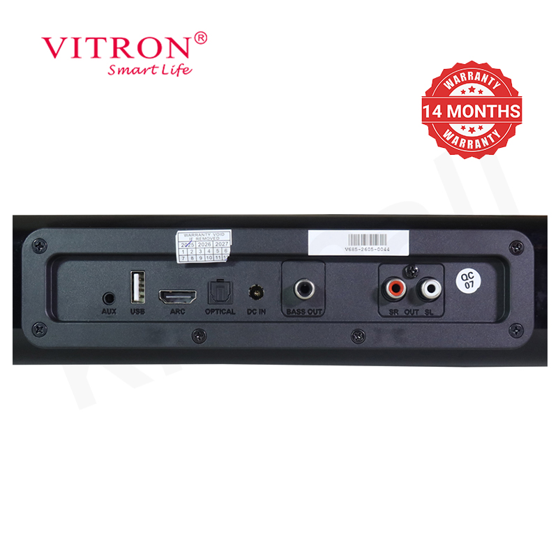 Vitron 5.1CH 22500W PMPO Dolby Atmos Sound Bar Surround Sound Home Theater System with 6.5″ Subwoofer 5 Satellites 100W+25W×5 RMS Bluetooth Woofer Soundbar Complete Cinema Experience V685SBD