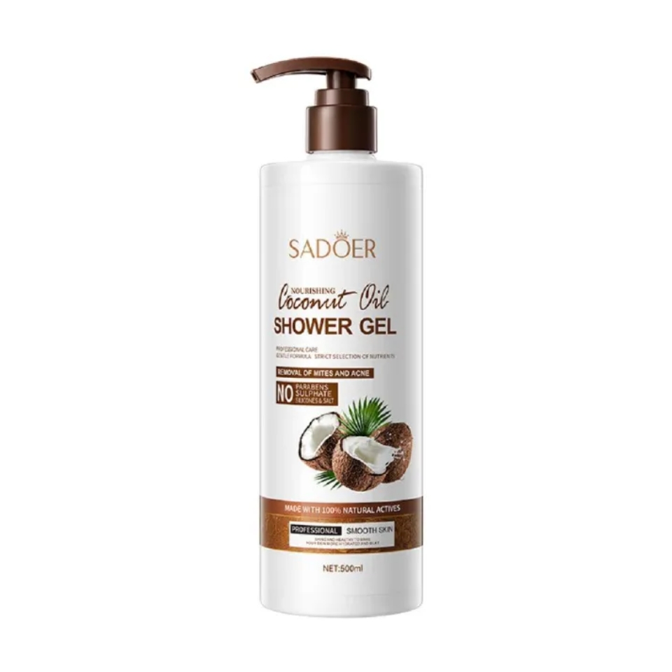 SADOER Coconut Body Wash Shower Gel + Lip Balm Amino Acid Clean gently Nourishing skin Moisturizing Fragrance Shower Gel remove dirt Remove mites Moisturize the cuticle grease control
