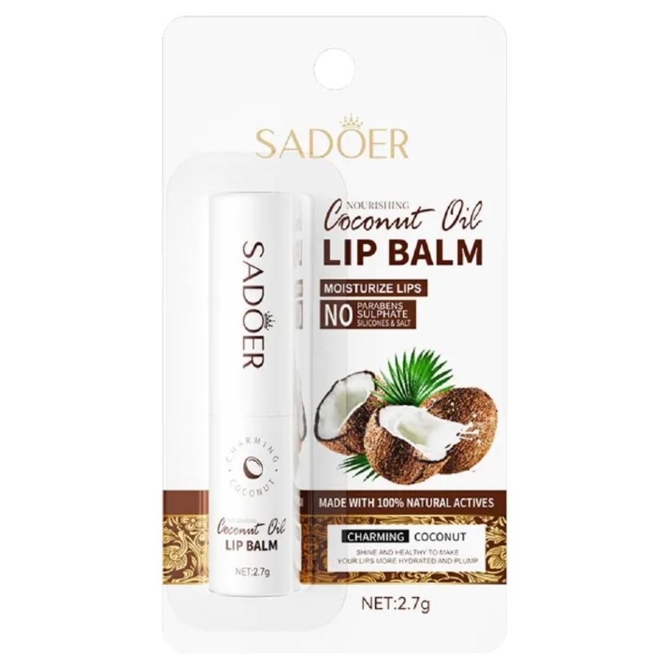 SADOER Coconut Body Wash Shower Gel + Lip Balm Amino Acid Clean gently Nourishing skin Moisturizing Fragrance Shower Gel remove dirt Remove mites Moisturize the cuticle grease control