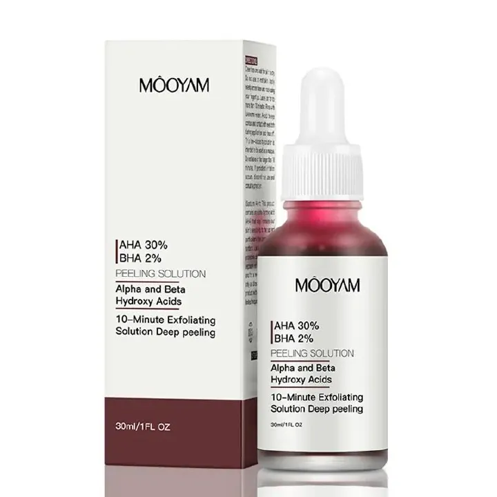 AHA 30% + BHA 2% Peeling Solutions, 30% AHA Glycolic Acid Peel With Lactic Acid Aloe Vera, Facial Exfoliator Exfoliating Peel Serum For Acne Pimple Spot 1 Fl Oz - MOOYAM