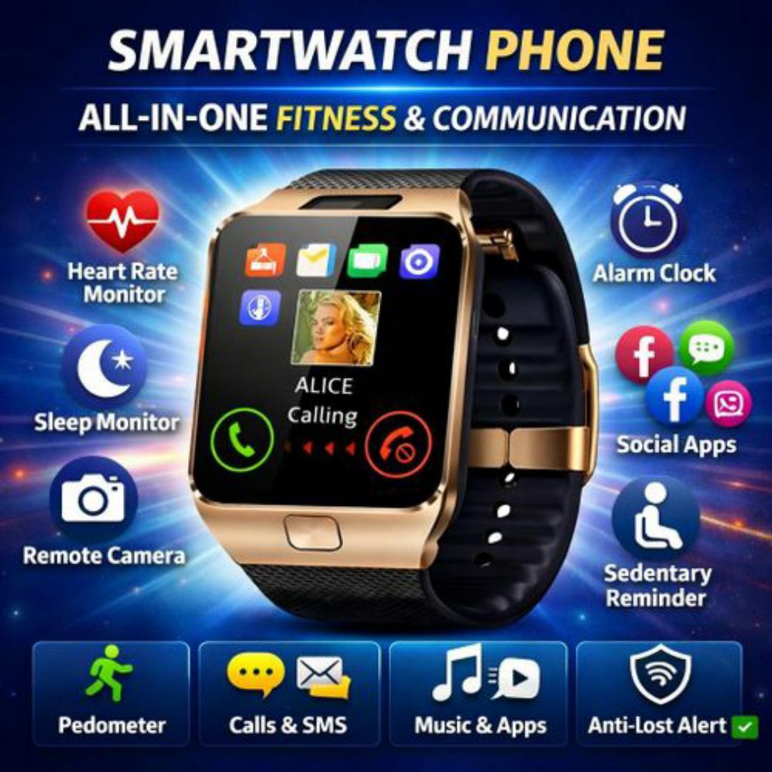 4G Smartwatch Phone - Call, SMS, Memory & SIM Card Slot, Camera, Health Monitor & Fitness Tracker - Men / Ladies