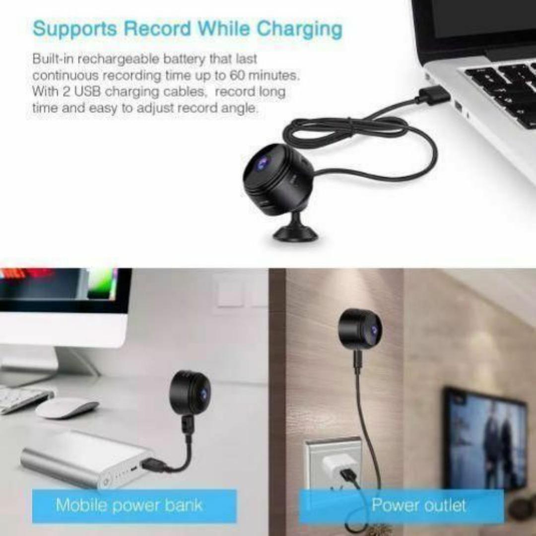 A9 MINI SPY NANNY WIFI CCTV CAMERA HIDDEN CAMERA - 1080P SPY SECURITY SURVEILLANCE CAMERAS - Motion Detection, Works While Charging