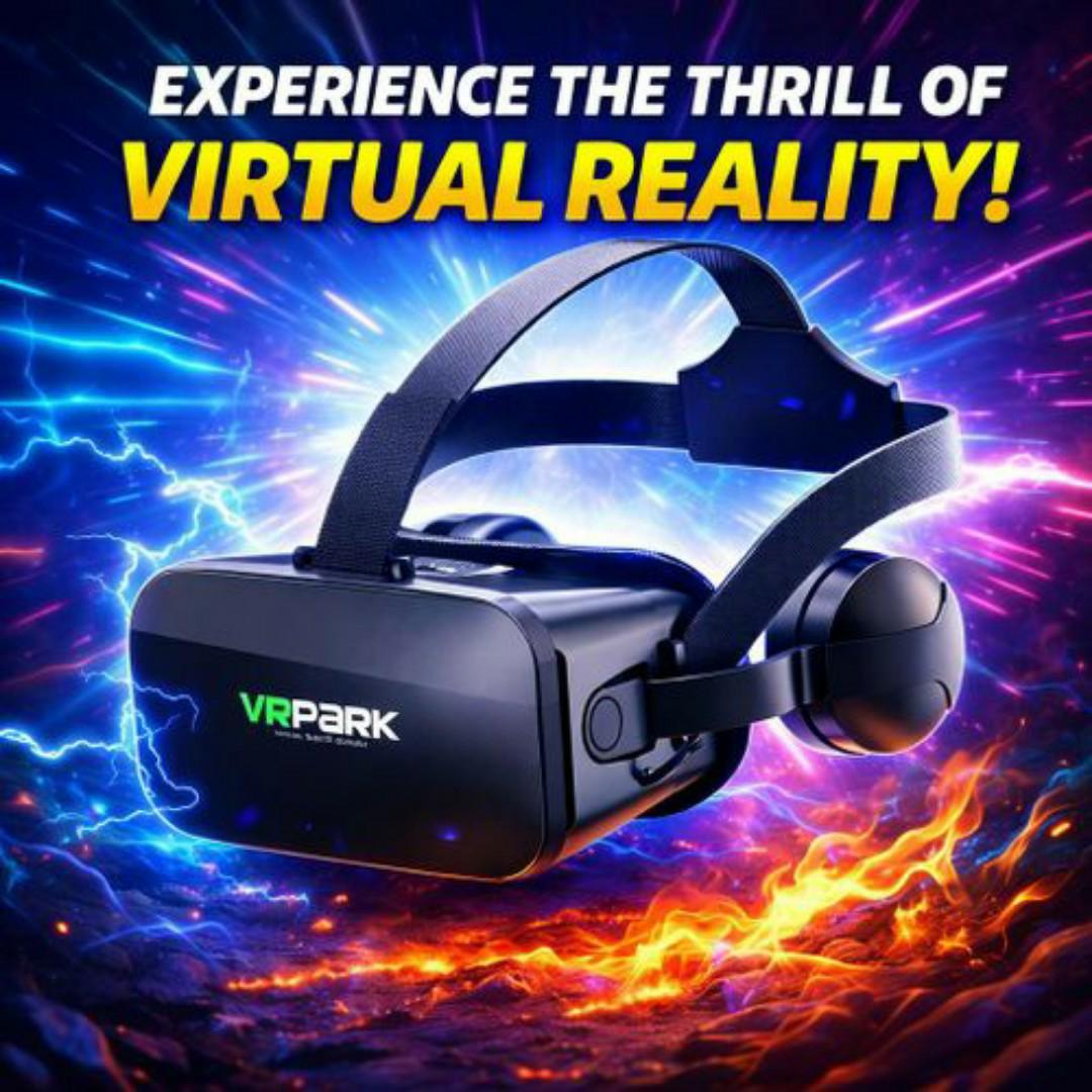 VR PARK Virtual Reality Headset - Immersive 3D VR Experience – Built-In Headphones, Adjustable Straps, Universal Compatibility