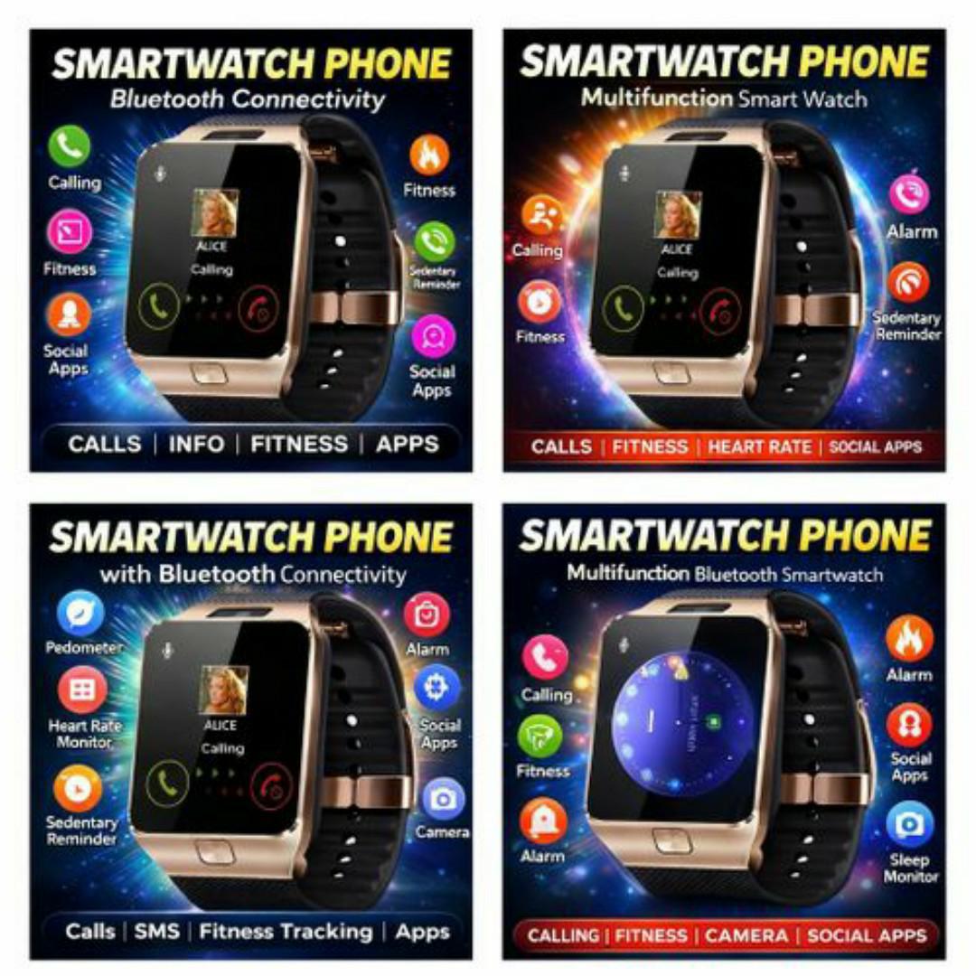 SmartFit™ Smartwatch Phone - SIM & Memory Card Slot, Heart Rate, Pedometer & Sleep Monitoring - Smart Sports Watches for Men / Ladies