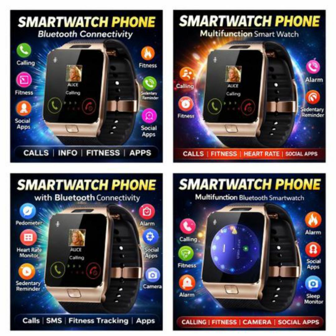 4G Smartwatch Phone - Call, SMS, Memory & SIM Card Slot, Camera, Health Monitor & Fitness Tracker - Men / Ladies
