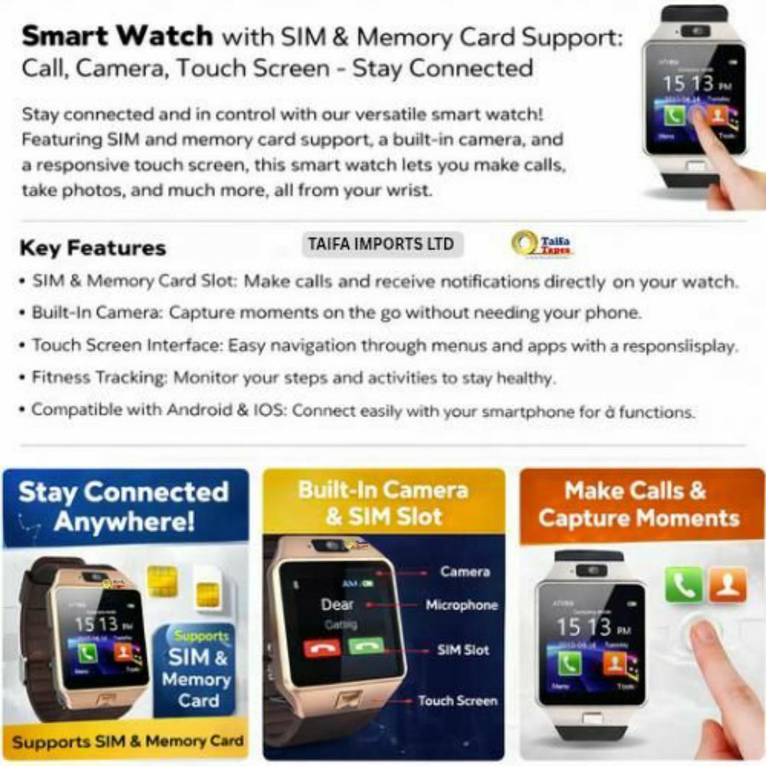 4G Smartwatch Phone - Call, SMS, Memory & SIM Card Slot, Camera, Health Monitor & Fitness Tracker - Men / Ladies