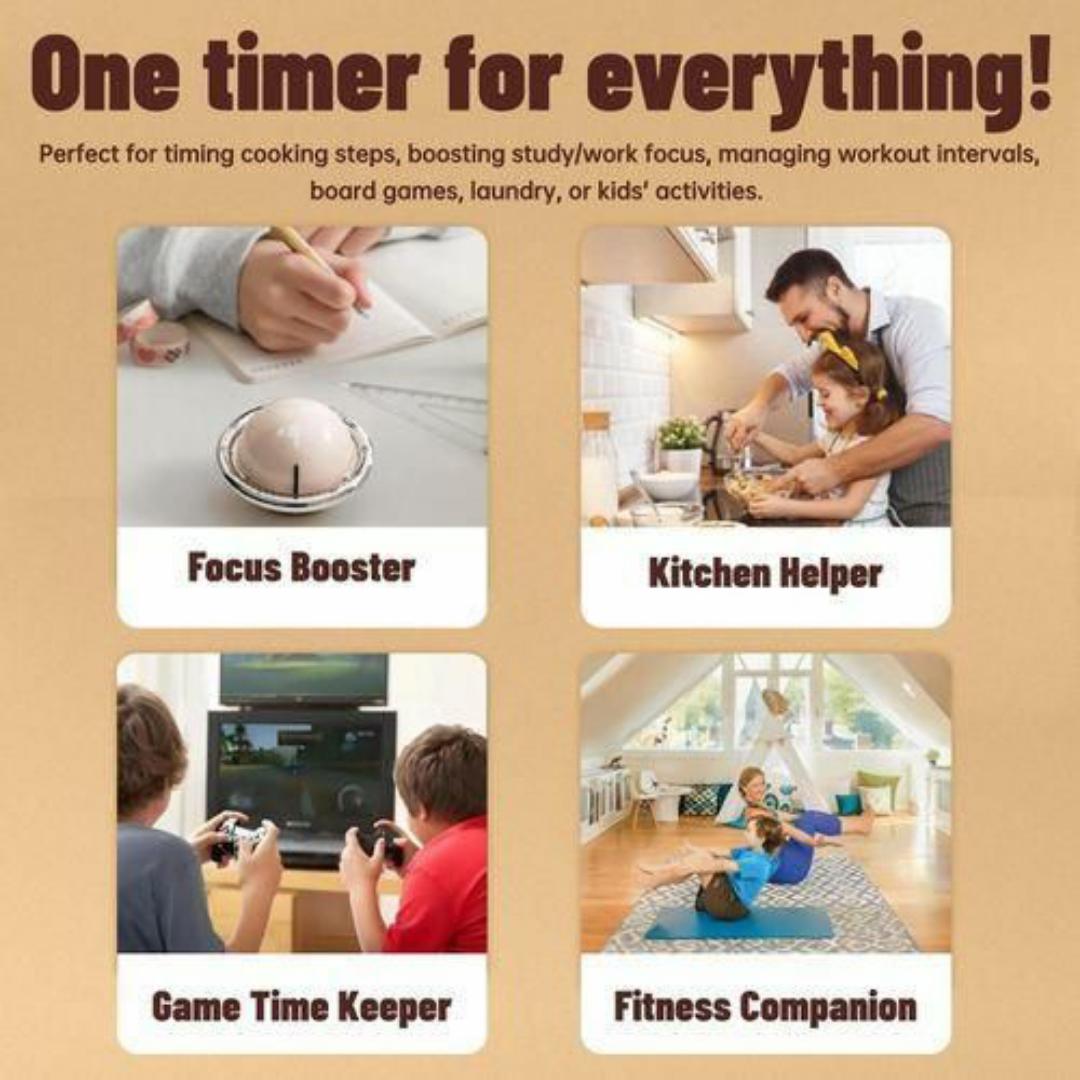Mechanical Kitchen Timer - 60 Min Countdown Clock, Magnetic Back, 75dB Loud Alarm, No Battery Required Wind Up Timer For Cooking, Studying & Workout