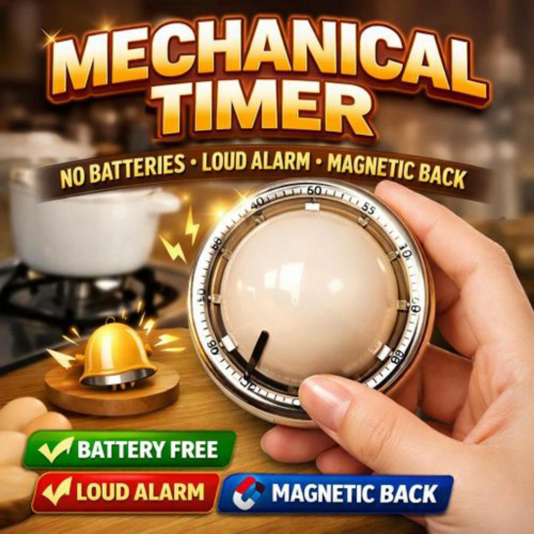 Mechanical Kitchen Timer - 60 Min Countdown Clock, Magnetic Back, 75dB Loud Alarm, No Battery Required Wind Up Timer For Cooking, Studying & Workout