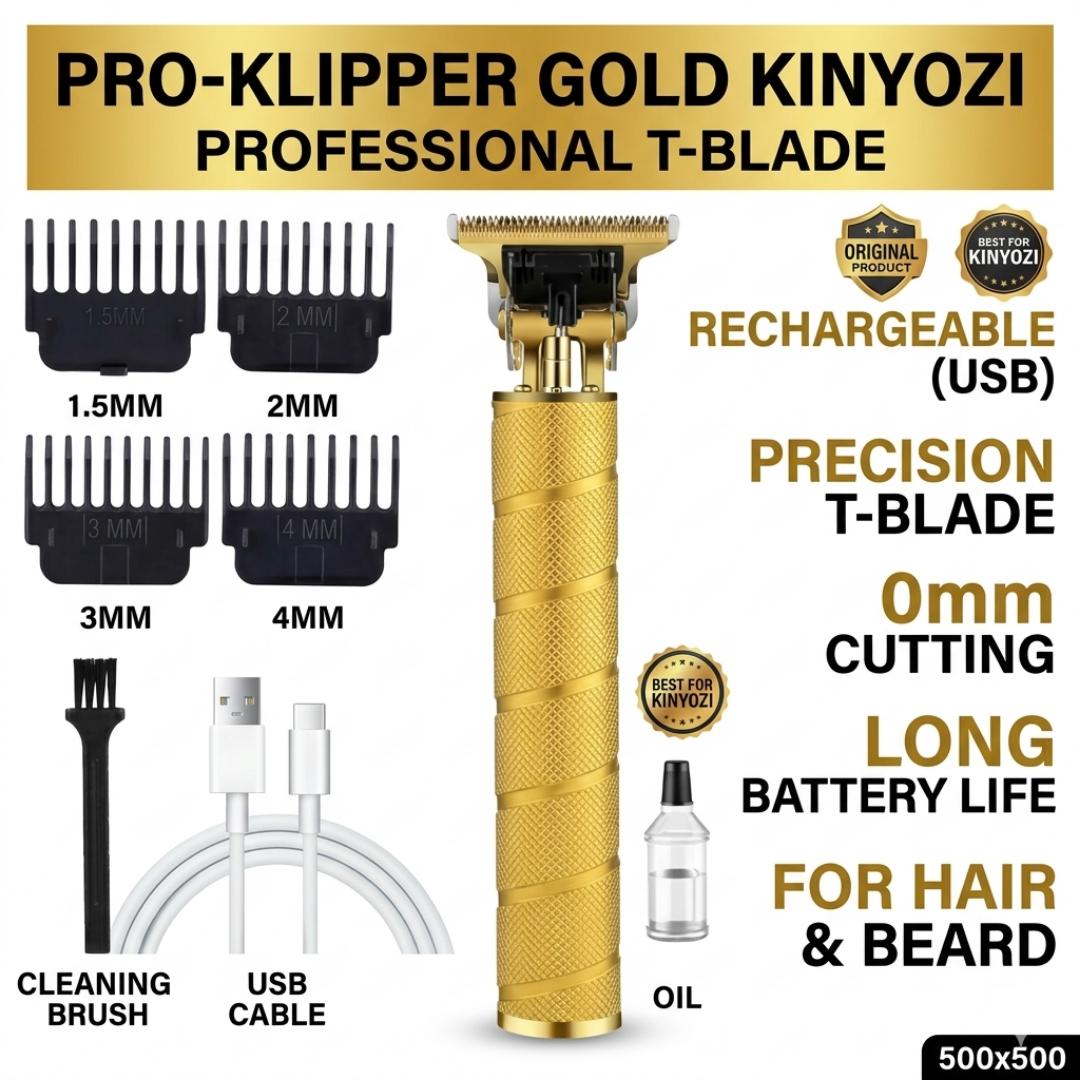 Men’s Cordless Barber Hair Trimmer Set – Professional Electric Shaver Clipper with Guide Combs & USB Charger - Kinyozi