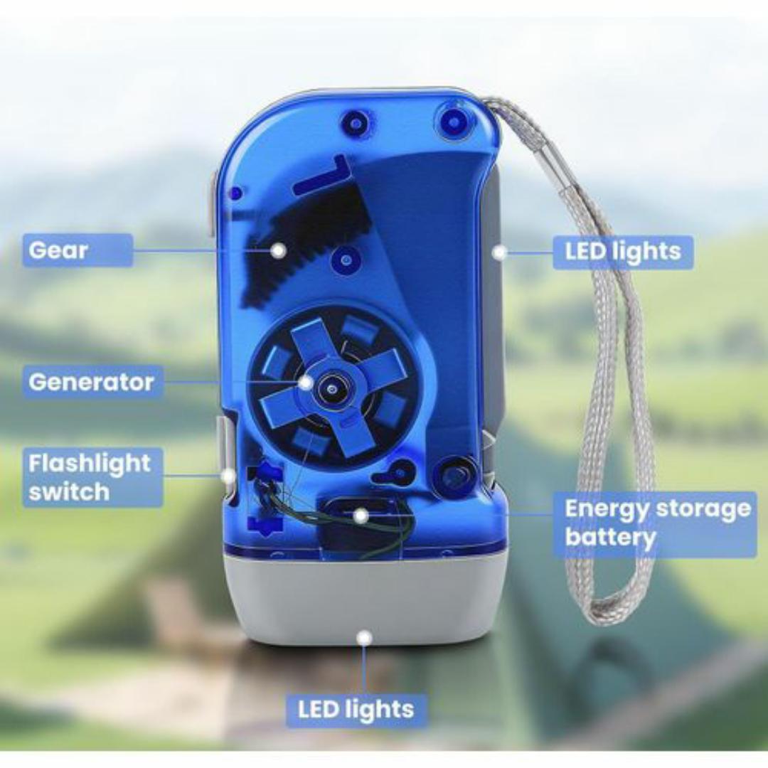 Emergency Hand Crank Generator LED Flashlight – No Batteries Needed, No Charging Needed, Perfect for Camping & Power Outages - 3 LED Lights