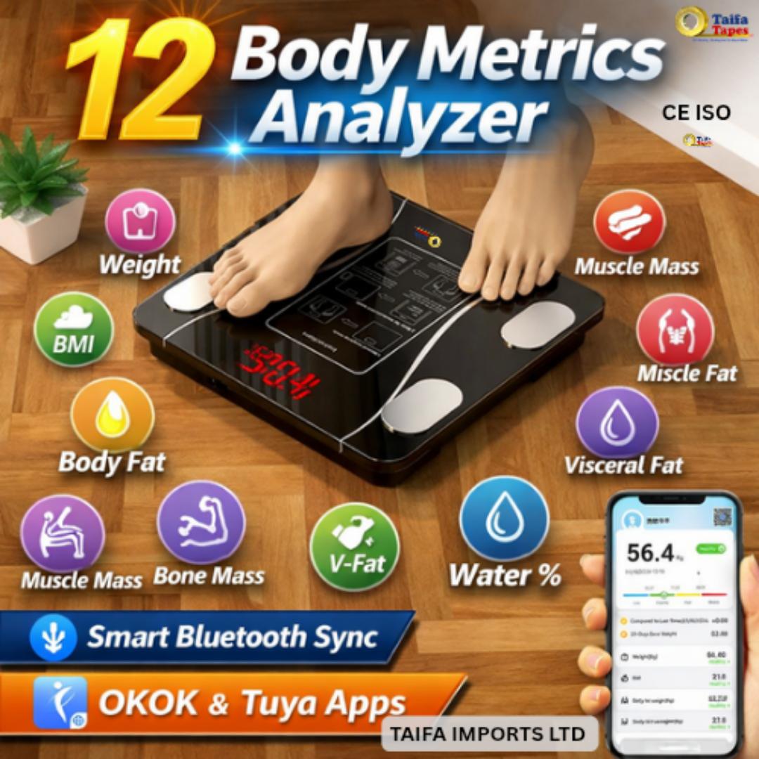 SMART WEIGHING SCALE DIGITAL MACHINE INTELLIGENT BMI BODY FAT SCALE WITH BLUETOOTH APP (OKOK) - 18 Multi Metrics Fitness Tracker