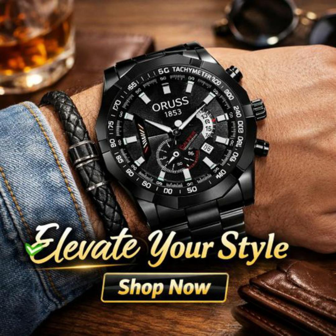 1853 Luxury Chronograph Watches for Men - Stainless Steel Tachymeter - Elegant Wristwatch in Gift Box & Bracelet Tool