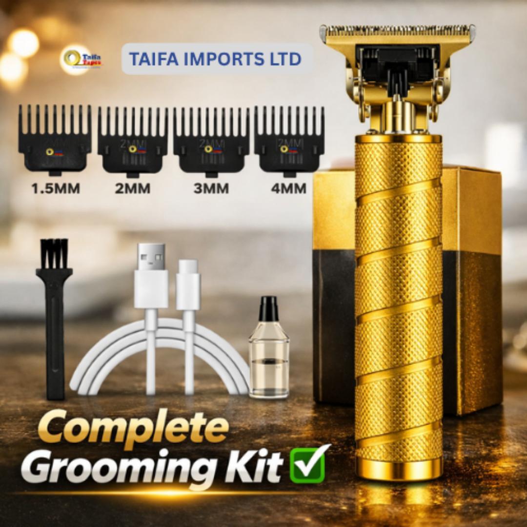 Men’s Cordless Barber Hair Trimmer Set – Professional Electric Shaver Clipper with Guide Combs & USB Charger - Kinyozi