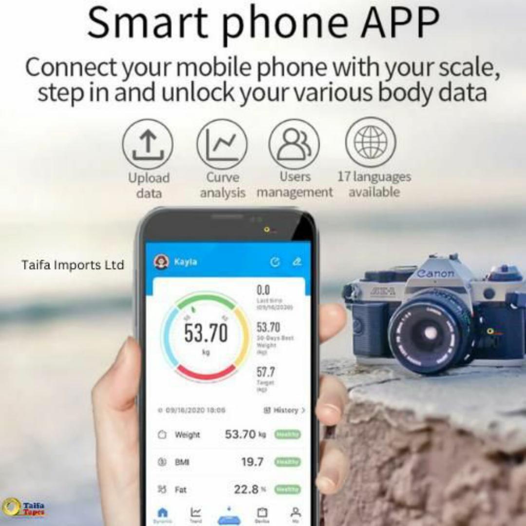 Okok BMI SMART DIGITAL WEIGHING SCALE MACHINE INTELLIGENT BODY FAT SCALE WITH FITNESS TRACKER MONITOR - 18 Health Metrics, App Synced, Temperature Monitor