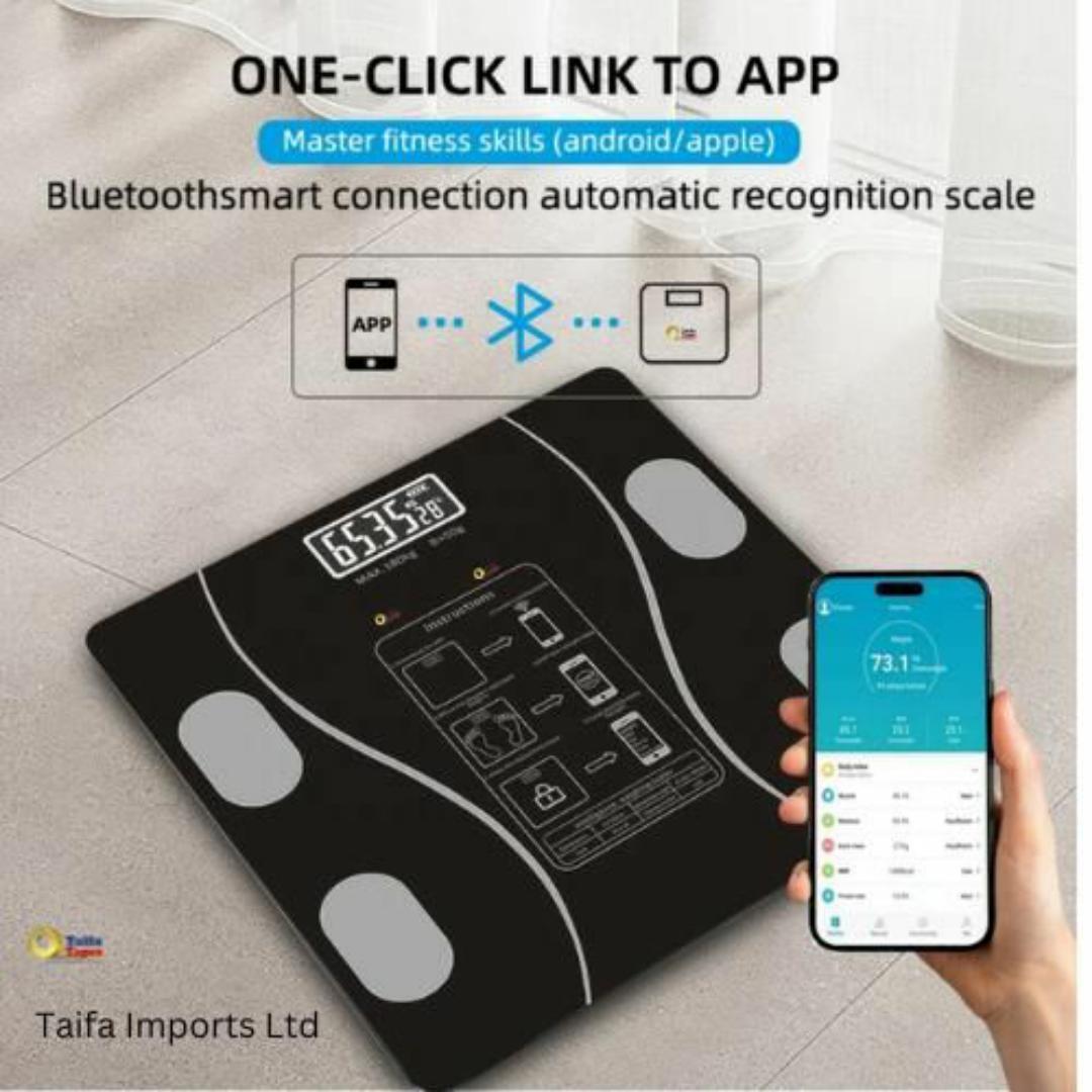 Okok BMI SMART DIGITAL WEIGHING SCALE MACHINE INTELLIGENT BODY FAT SCALE WITH FITNESS TRACKER MONITOR - 18 Health Metrics, App Synced, Temperature Monitor