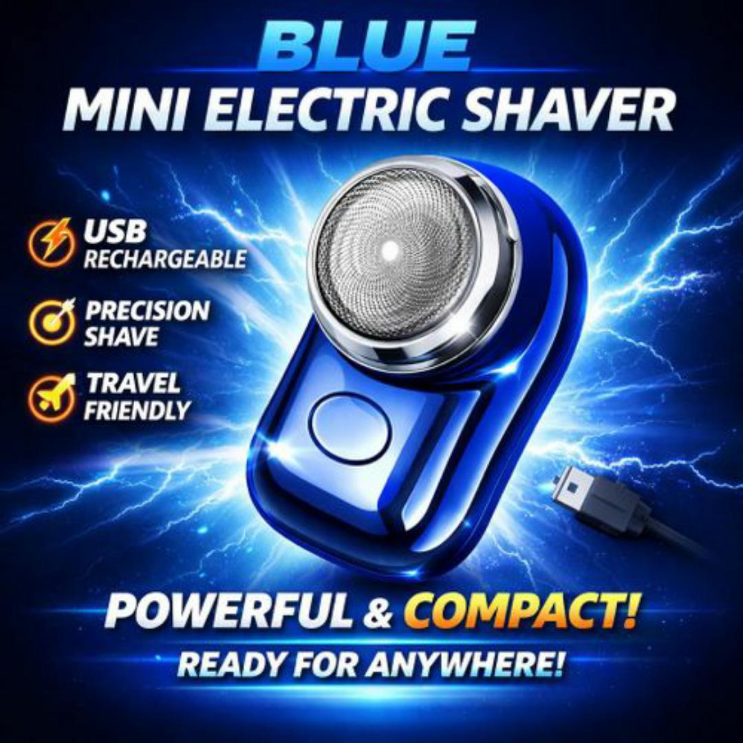 Rechargeable Electric Shaver for Men – Metallic Foil Razor - Close, Comfortable & Portable Grooming Trimmer Clipper - Blue