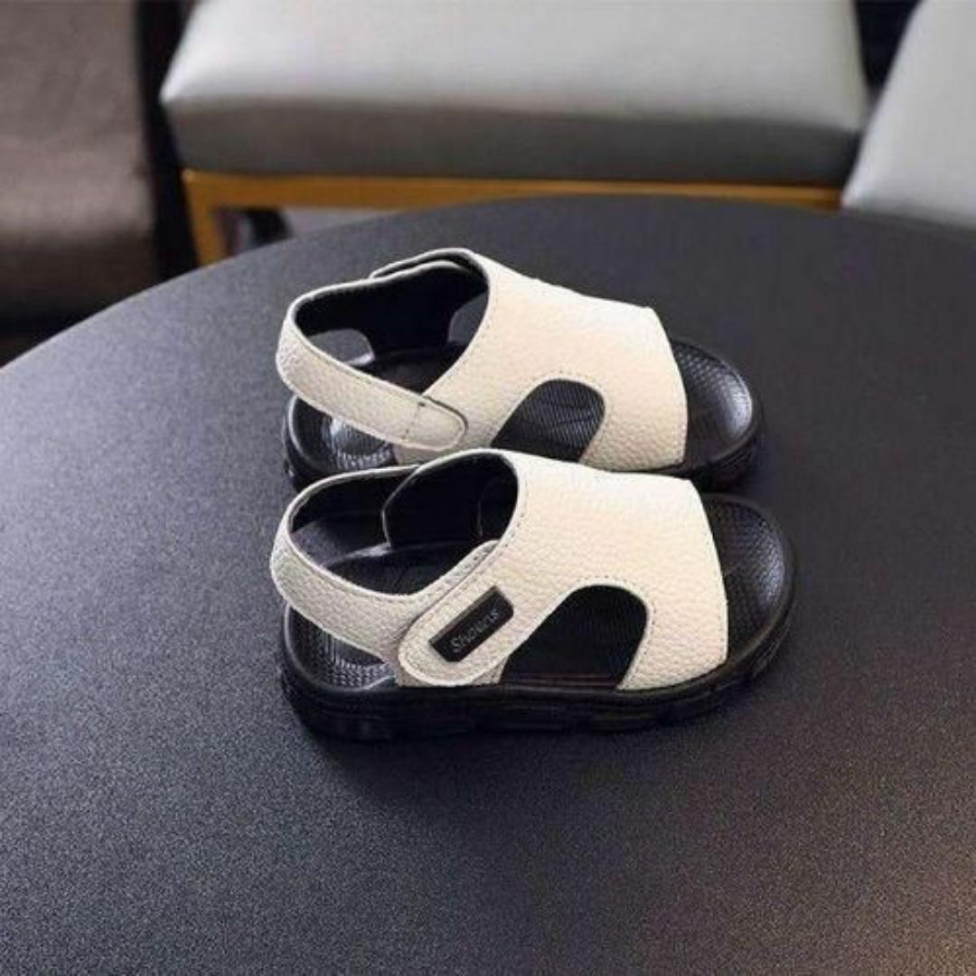 Kids White Textured Sandals - Comfortable Shoes, Anti Slip, Adjustable Strap Footwear for Everyday Adventures