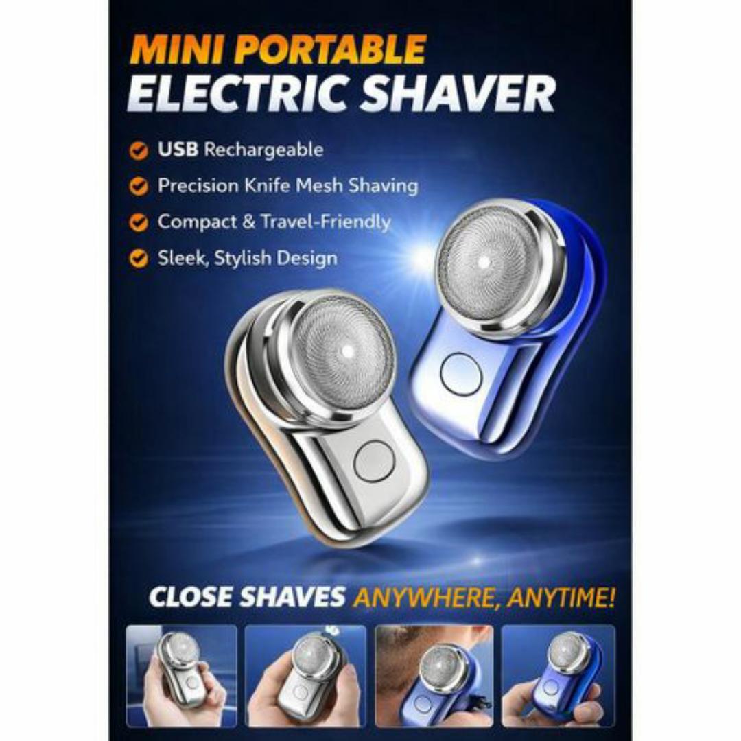 Rechargeable Electric Shaver for Men – Metallic Foil Razor - Close, Comfortable & Portable Grooming Trimmer Clipper - Blue