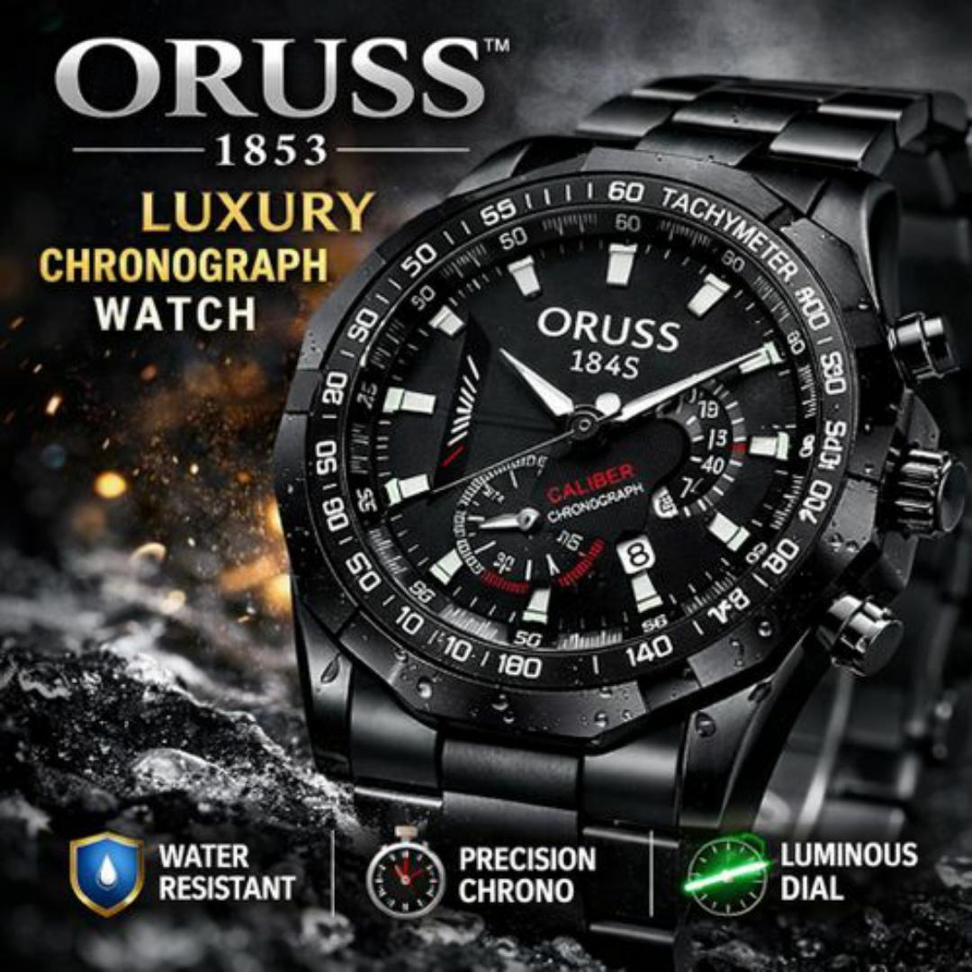 1853 Luxury Chronograph Watches for Men - Stainless Steel Tachymeter - Elegant Wristwatch in Gift Box & Bracelet Tool