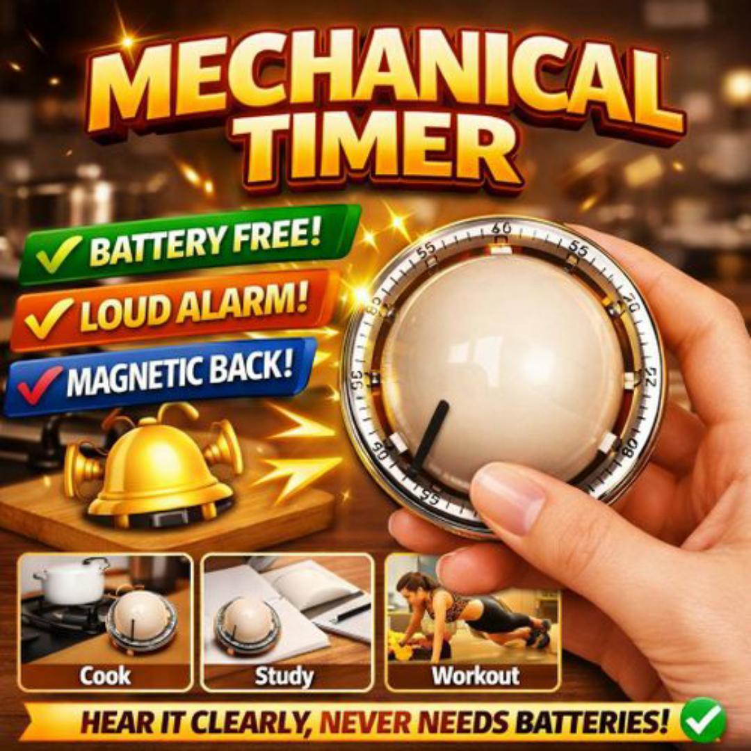 Mechanical Kitchen Timer - 60 Min Countdown Clock, Magnetic Back, 75dB Loud Alarm, No Battery Required Wind Up Timer For Cooking, Studying & Workout