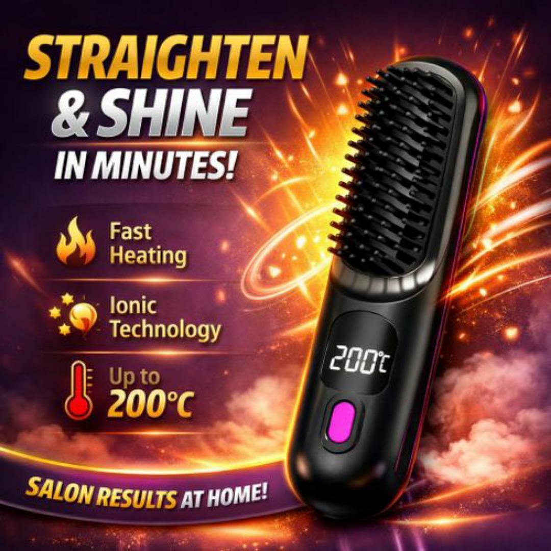 All-in-One Hair Dryer & Styler Straightener | Volumizing Hot Air Brush Comb with Ionic Technology