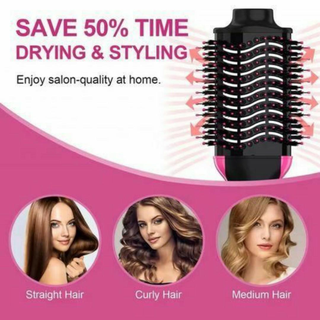 One Step Electric Hot Air Comb Brush Hair Straightener Dryer & Smoother - Anti Frizz - Adjustable Temp - Perfect for All Hair