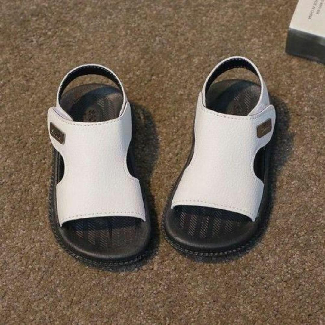 Kids White Textured Sandals - Comfortable Shoes, Anti Slip, Adjustable Strap Footwear for Everyday Adventures