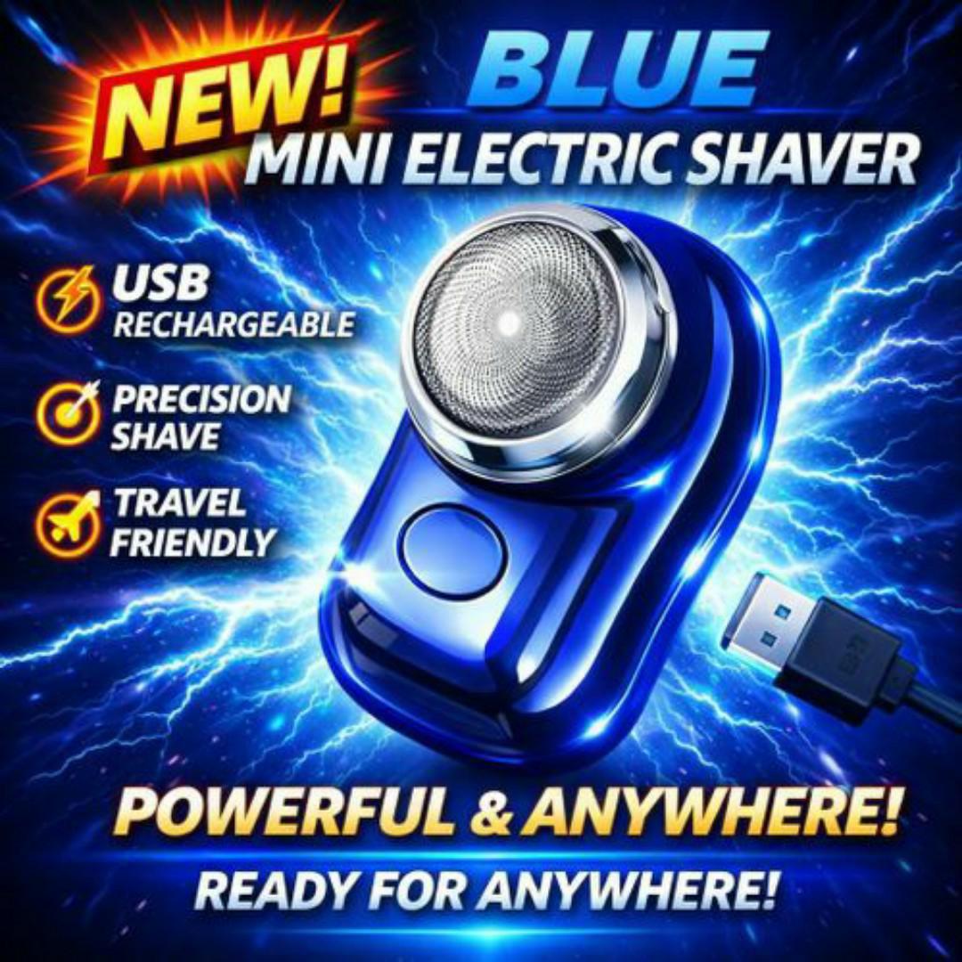Rechargeable Electric Shaver for Men – Metallic Foil Razor - Close, Comfortable & Portable Grooming Trimmer Clipper - Blue