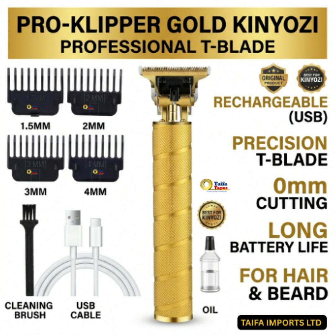 ​🔥 2026 PRO Gold Hair Clipper & Beard Trimmer | Heavy Duty Kinyozi Shaving Machine | Cordless USB Rechargeable Precision Trimmer - GOLD EDITION