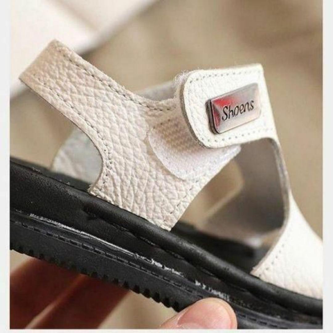 Kids White Textured Sandals - Comfortable Shoes, Anti Slip, Adjustable Strap Footwear for Everyday Adventures