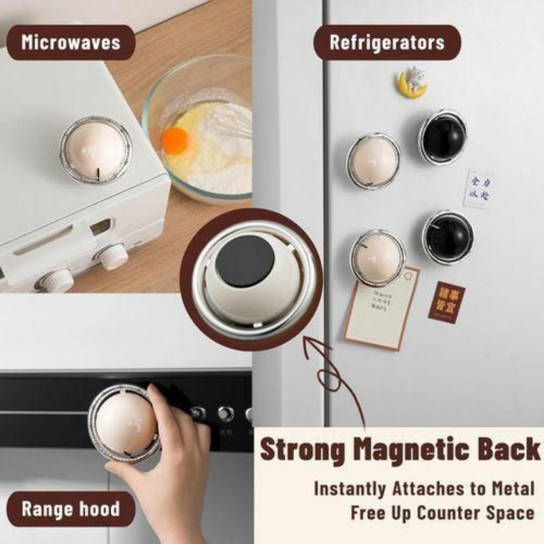 Mechanical Kitchen Timer - 60 Min Countdown Clock, Magnetic Back, 75dB Loud Alarm, No Battery Required Wind Up Timer For Cooking, Studying & Workout