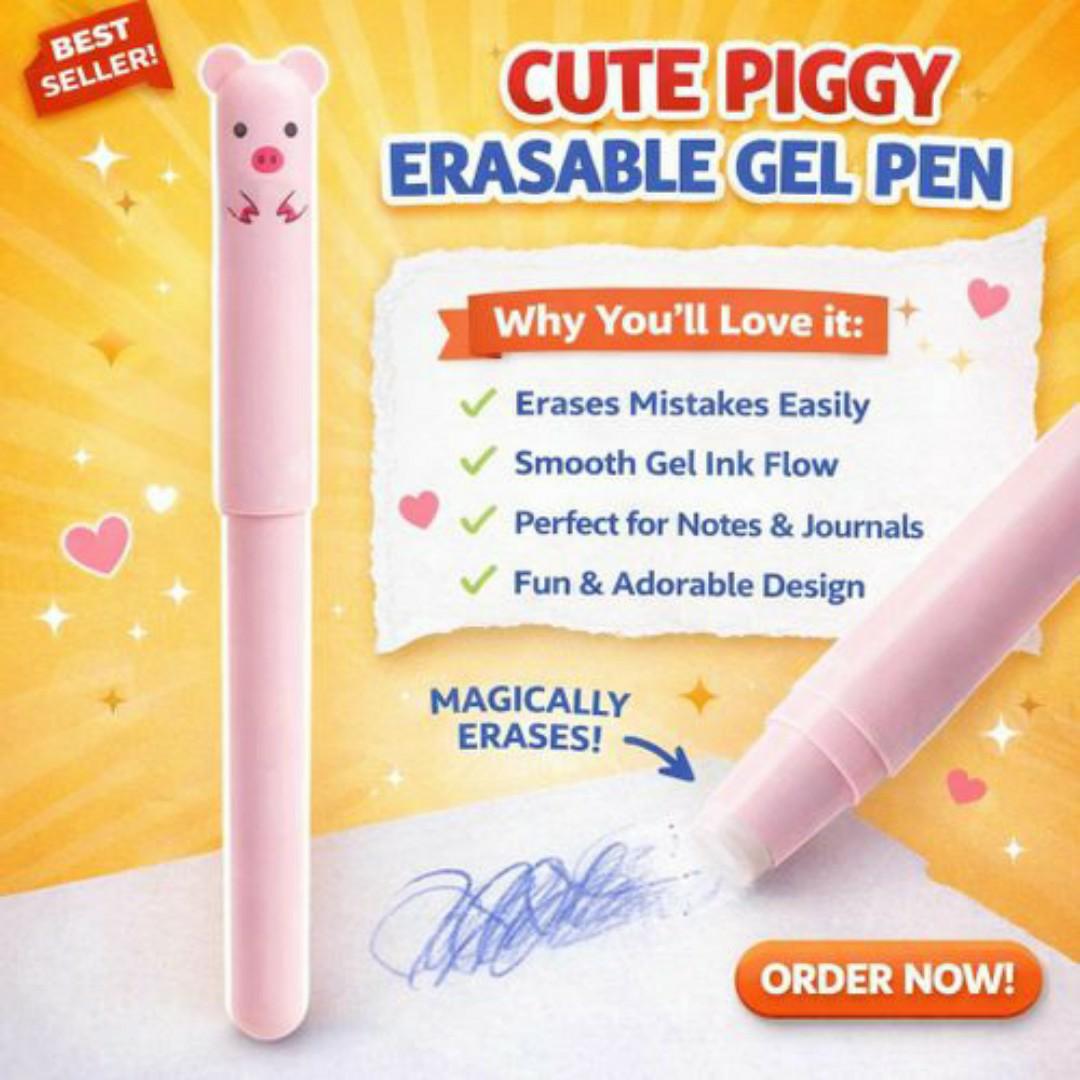 Magic Erasable Gel Pen – Write, Erase, Rewrite! Fun Animal Design for School & Work - Blue Ink Colour Erasable Gel Pens