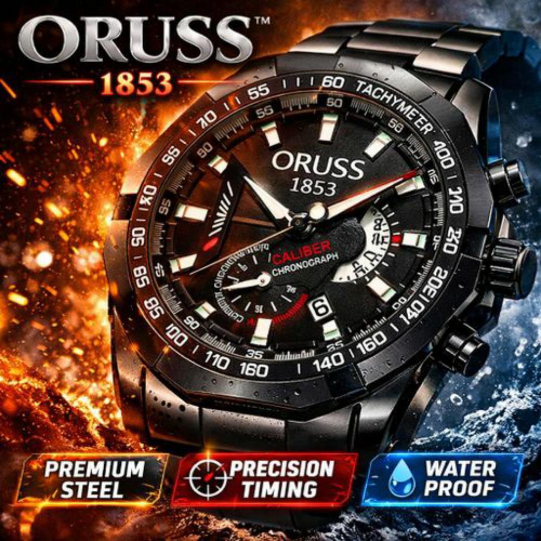 1853 Luxury Chronograph Watches for Men - Stainless Steel Tachymeter - Elegant Wristwatch in Gift Box & Bracelet Tool