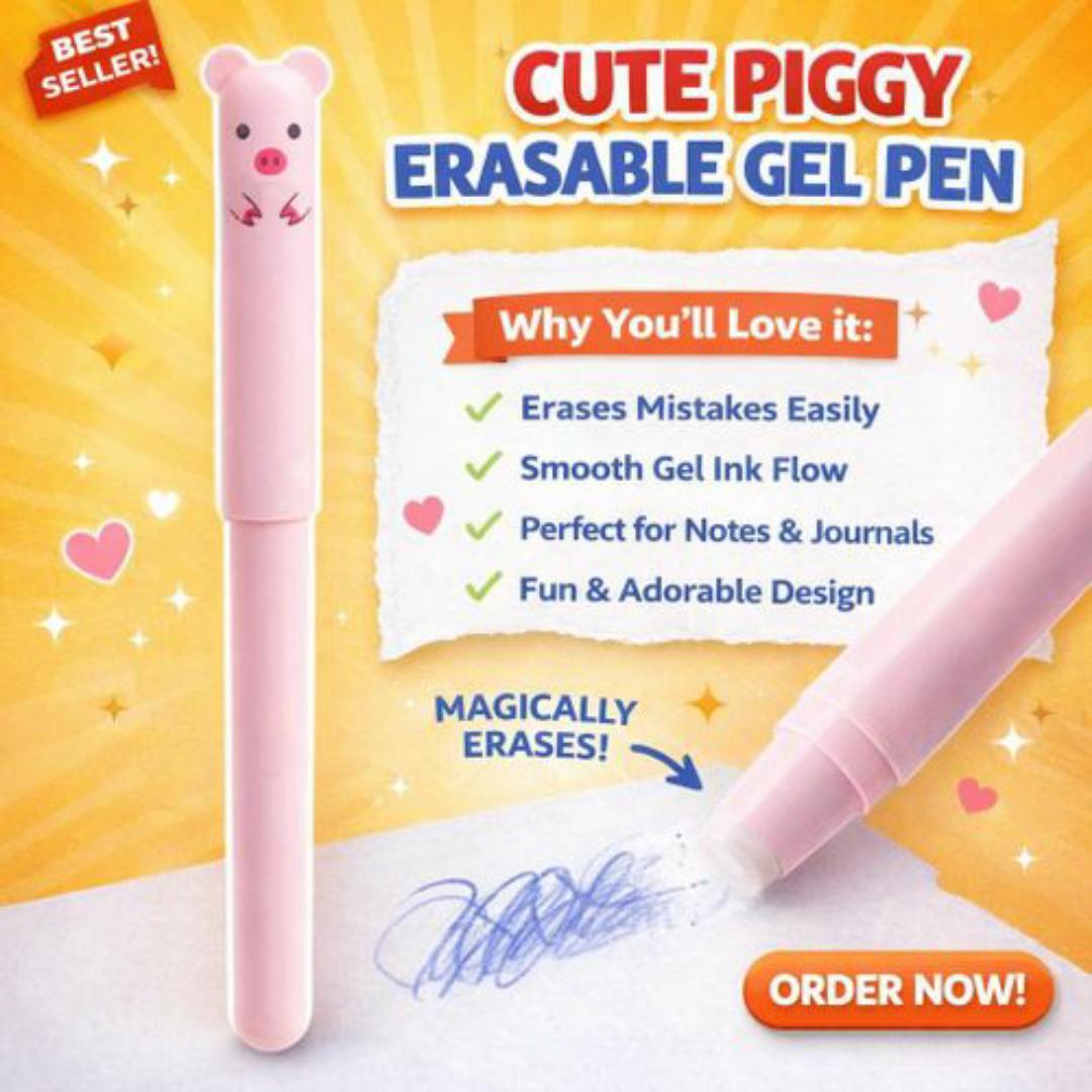 Magic Erasable Gel Pen – Write, Erase, Rewrite! Fun Animal Design for School & Work - Blue Ink Colour Pens