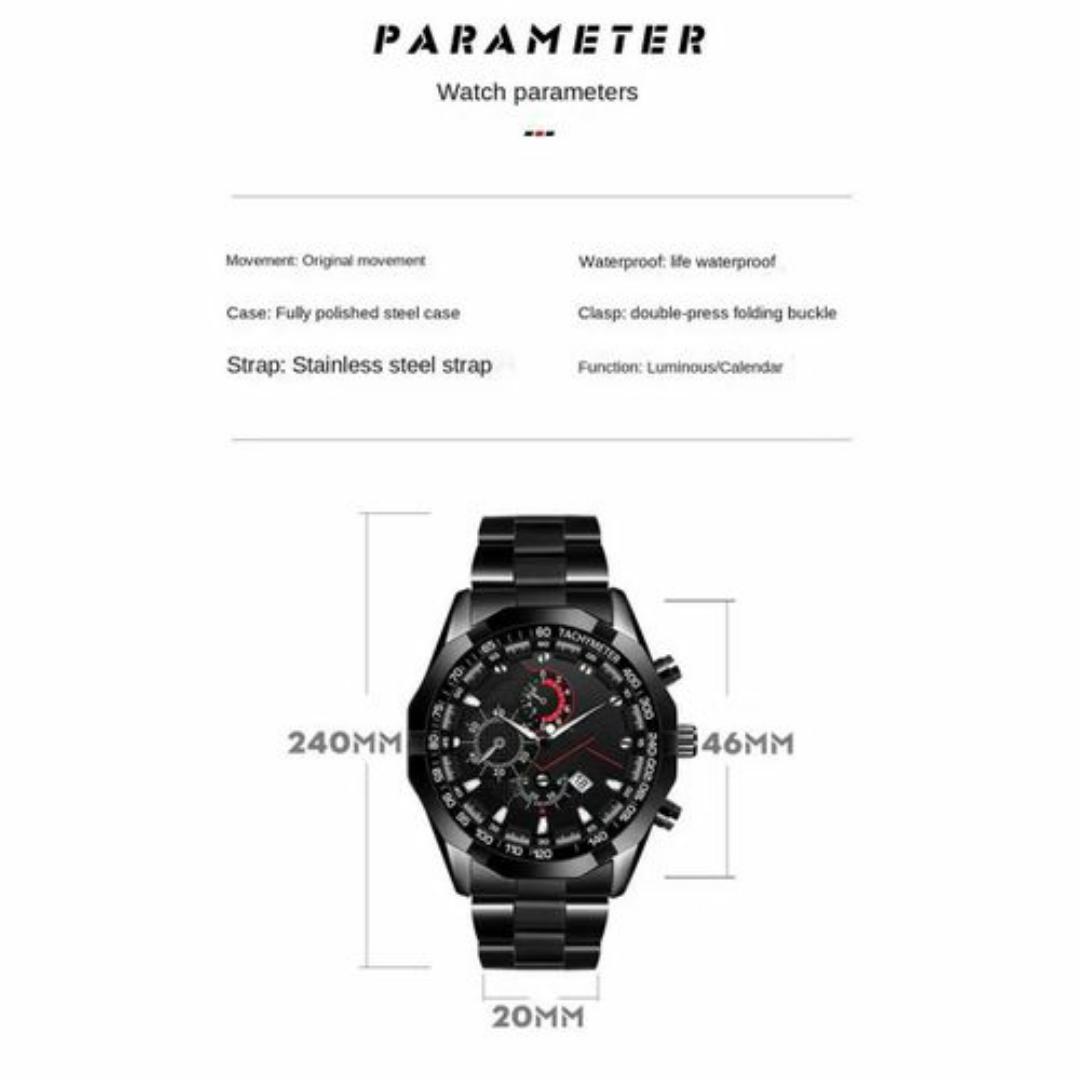 1853 Luxury Chronograph Watches for Men - Stainless Steel Tachymeter - Elegant Wristwatch in Gift Box & Bracelet Tool